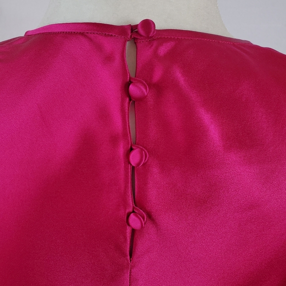 Lafayette 148 Silk‎ Blouse Womens Size 8 Raspberry Holidays Work Christmas M - Picture 6 of 13